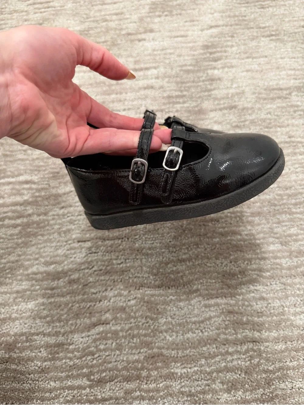 Old Navy Black Patent Double-Strap Mary Jane Kids Shoes